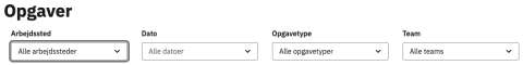 Filtrer på opgaver