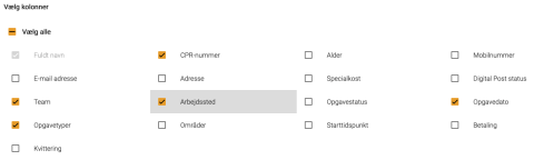 Vælg kolonner
